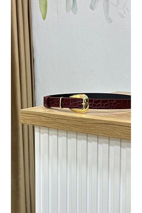 کمربند زرشکی زنانه چرم مصنوعی MUJGANERDOGANDESIGN - کد 900383402