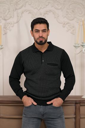 پلیور مشکی مردانه ساده Woolen World - کد 900376218
