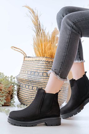 بوت / نیم بوت مشکی زنانه چرم خالص Dericalle shoes - کد 788168847