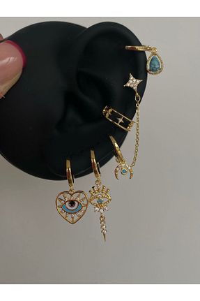 گوشواره استیل (فولاد) طلائی h&b design jewel - کد 900444943