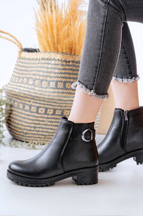 بوت / نیم بوت مشکی زنانه چرم خالص Dericalle shoes - کد 870105107
