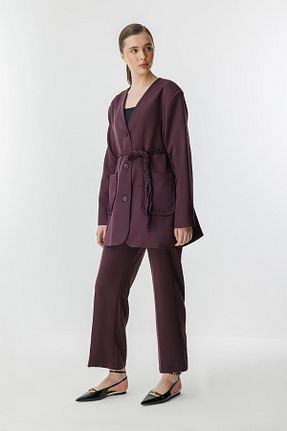 ست بالاتنه و پائین تنه زرشکی زنانه بافتنی Hooopstore - کد 900432842