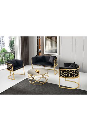 ست مبلمان چای خوری طلائی Viento Mobilya - کد 901815663