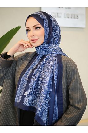 روسری آبی پنبه پلی استر efdal şal eşarp - کد 900487396