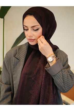 روسری زرشکی پنبه پلی استر efdal şal eşarp - کد 900488352