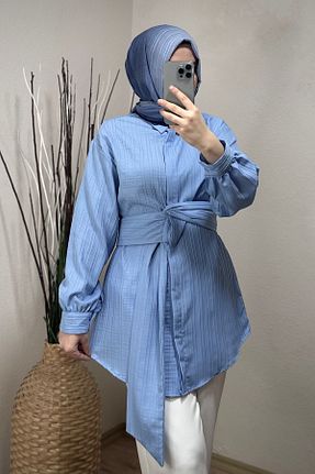 پیراهن حجاب آبی زنانه رگولار HİFADEN - کد 871530932