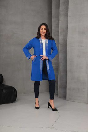 کت سایز بزرگ سرمه ای زنانه پارچه MODA - کد 901449366