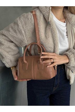 کیف دوشی قهوه ای زنانه چرم مصنوعی Çanta Trend - کد 901835748