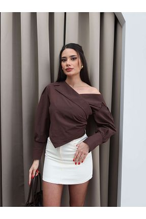 پیراهن قهوه ای زنانه رگولار ESRAHELVACI - کد 900610845
