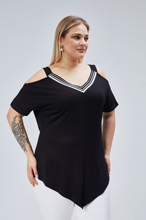 بلوز سایز بزرگ مشکی زنانه سایز بزرگ Curvy Trend - کد 900576222