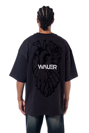 تیشرت مشکی مردانه اورسایز WAUER - کد 900574732