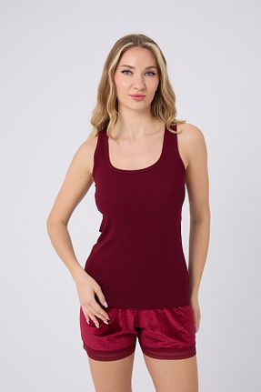 ست بالاتنه و پائین تنه زرشکی زنانه بافت love secret - کد 901848769