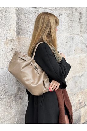 کیف دوشی قهوه ای زنانه چرم مصنوعی NBİBAGS - کد 900619802