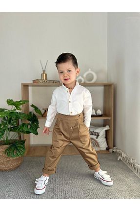 ست بالاتنه و پائین تنه قهوه ای بچه گانه بافت favorimkids - کد 901876244