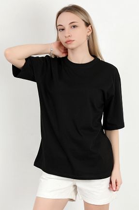 تیشرت مشکی زنانه رگولار GİYSA - کد 900617454