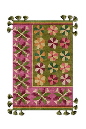 فرش سبز قابل شستشو Rugs Modern Halı - کد 900599167