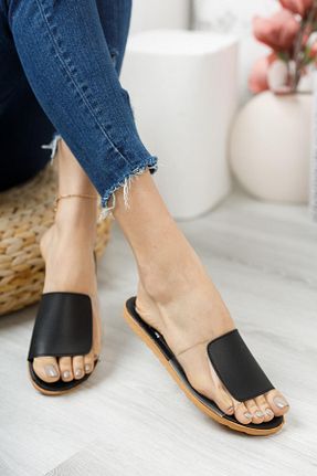 دمپائی مشکی زنانه چرم مصنوعی Moda Frato - کد 105702740