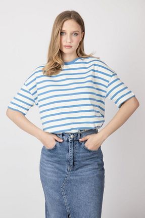 تیشرت آبی زنانه رگولار Hiccup - کد 900608109