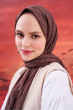 شال قهوه ای زنانه پنبه ای carell - کد 776123017