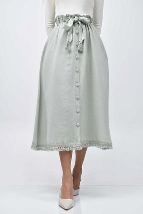 دامن سبز زنانه کتان birizmoda - کد 900575621