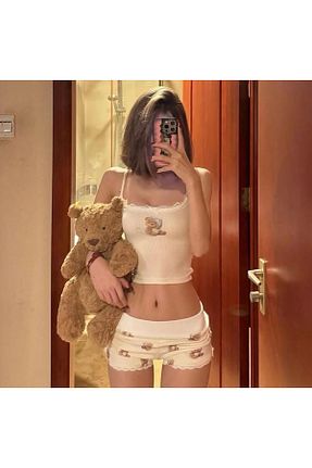 ست لباس راحتی سفید زنانه چاپی BALİNA - کد 900601498