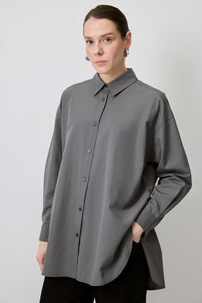 پیراهن حجاب طوسی زنانه اورسایز Touche Prive - کد 779360601