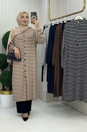 ست بالاتنه و پائین تنه حجاب قهوه ای زنانه سایز بزرگ Mercan - کد 900569556
