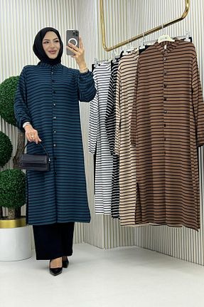 ست بالاتنه و پائین تنه حجاب سرمه ای زنانه سایز بزرگ Mercan - کد 900569411