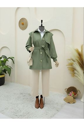 ترنچکت خاکی زنانه پلی استر Guer Fashion - کد 886024984