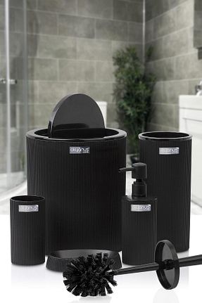 ست حمام مشکی پلاستیک Okyanus Home - کد 650592482