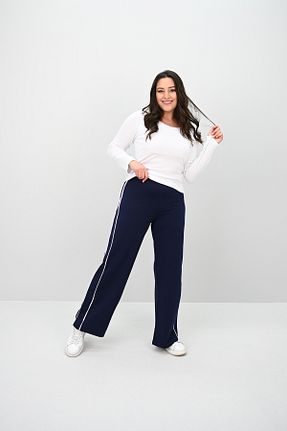 شلوار سایز بزرگ سرمه ای زنانه بافتنی Koza Butik - کد 900624176