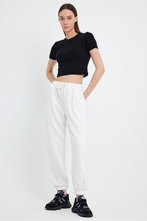 شلوار کرمگن سفید زنانه اورسایز kef clothing - کد 900602980