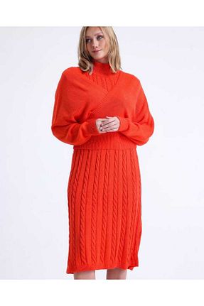 لباس نارنجی زنانه بافت MODA - کد 901902345