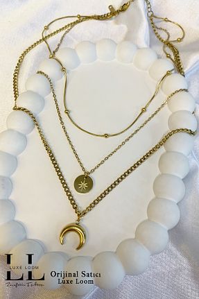 گردنبند استیل ( فولاد ) زرد زنانه استیل ضد زنگ Luxe Loom Zarafetin Işıltısı - کد 900627179