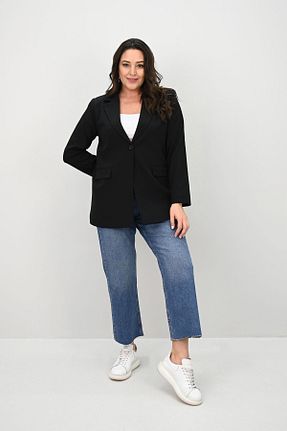 کت سایز بزرگ مشکی زنانه الاستین Koza Butik - کد 900628136