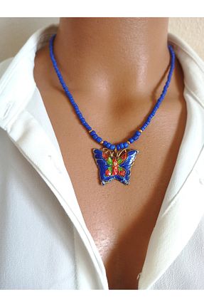 گردنبند جواهر سرمه ای زنانه برنجی sondonfashion - کد 864200502