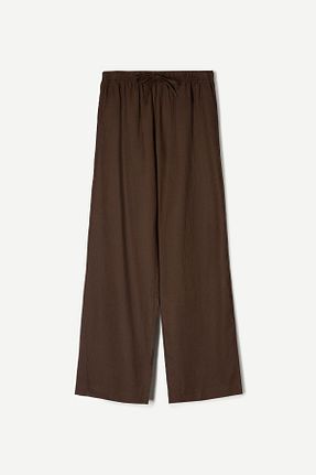 شلوار قهوه ای زنانه کتان Bershka - کد 899308894