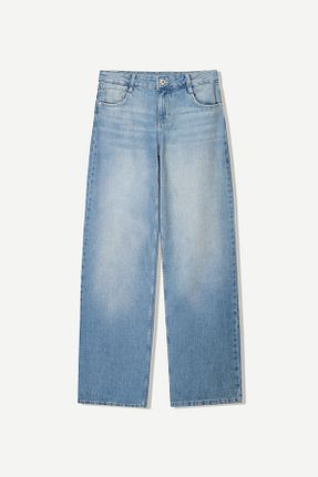 شلوار جین آبی زنانه پاچه گشاد Bershka - کد 900636170