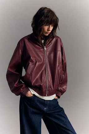 کت زرشکی زنانه Comfort Bershka - کد 903773838