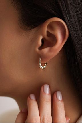 گوشواره طلا طلائی زنانه 14 عیار Tufanlar Kuyumculuk - کد 901932077