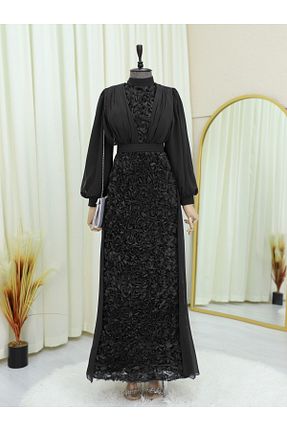 لباس مجلسی حجاب مشکی زنانه یقه ایستاده Modamorfo - کد 901942312
