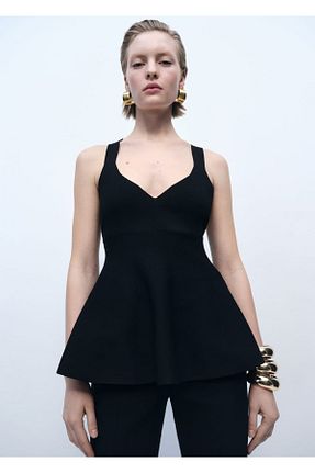 تیشرت مشکی زنانه اسلیم فیت MANGO - کد 901942923