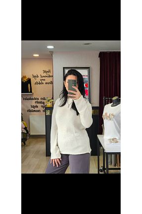 پلیور بژ زنانه طرح دار MODA - کد 900664583