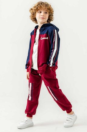 ست بالاتنه و پائین تنه زرشکی بچه گانه بافتنی Gold Class Kidswear - کد 901989861