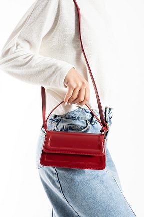 کیف دوشی قرمز زنانه چرم مصنوعی NBİBAGS - کد 842332229
