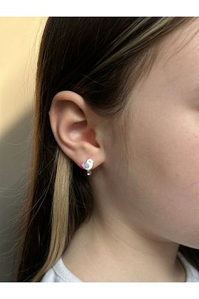 گوشواره نقره صورتی بچه گانه 925 عیار LITTLELUXE - کد 883596068