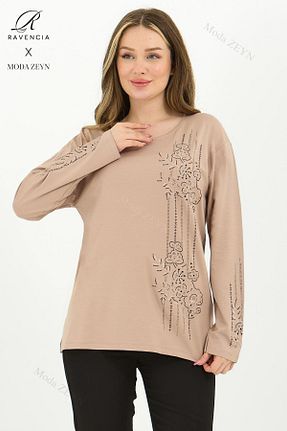 بلوز بژ زنانه گلدار Ravencia - کد 900701307