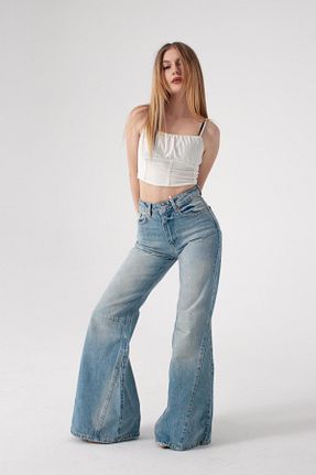 شلوار جین آبی زنانه پاچه اسپانیولی MODA - کد 900747373