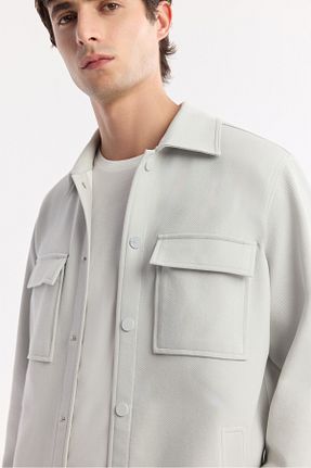 پیراهن طوسی مردانه یقه کلاسیک Avva - کد 900748771