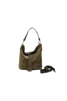 کیف دوشی خاکی زنانه چرم خالص Alessia Bag - کد 900759654